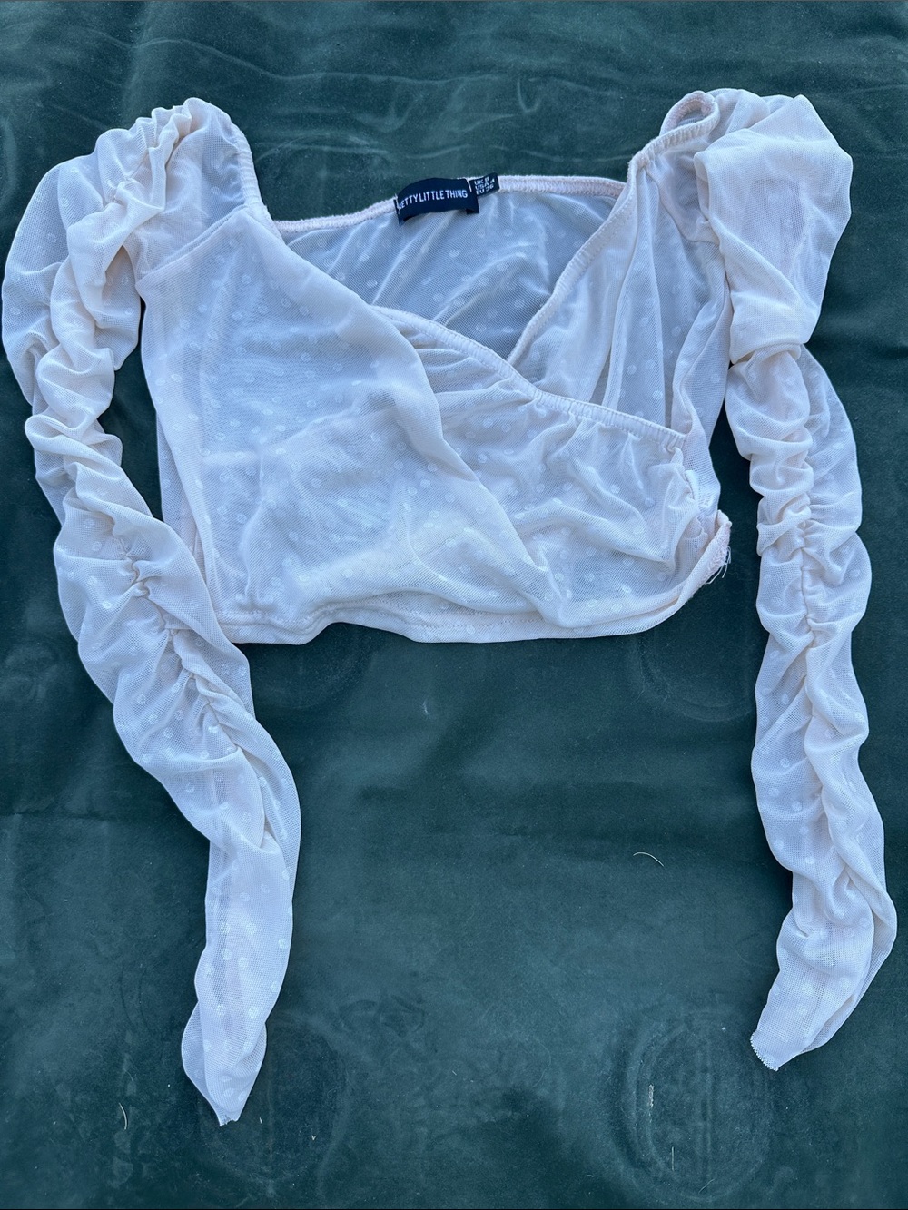 PrettyLittleThing Pale Pink Dotted Sheer Crop Top